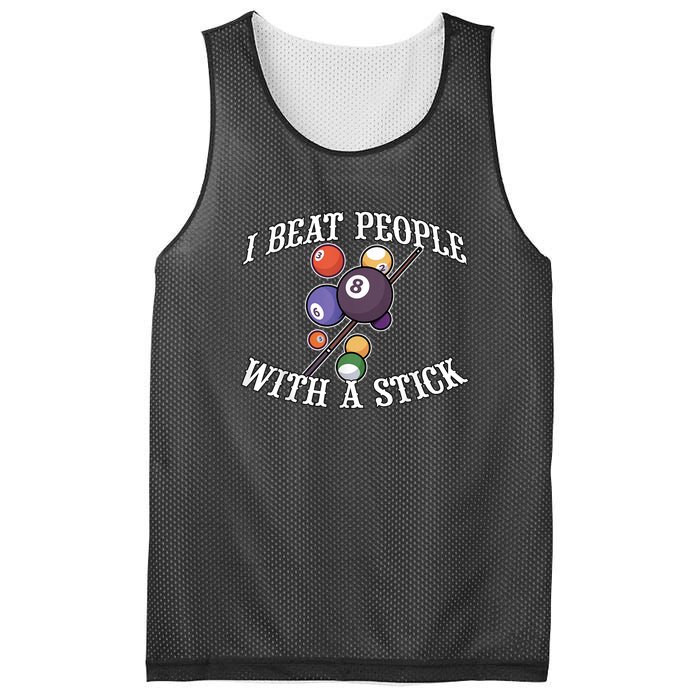 Funny Sport I Beat People With A Stick Billiards Ball Pool Gift Mesh Reversible Basketball Jersey Tank