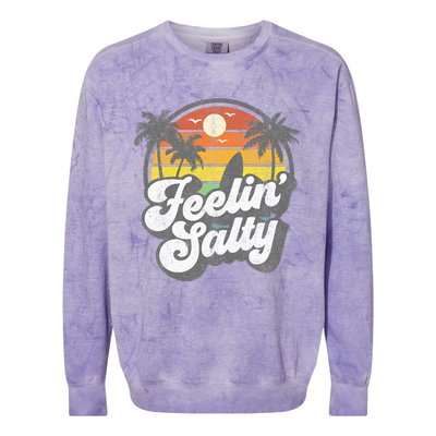 Feeling Salty Island Vacation Surfing Palm Colorblast Crewneck Sweatshirt