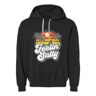 Feeling Salty Island Vacation Surfing Palm Garment-Dyed Fleece Hoodie