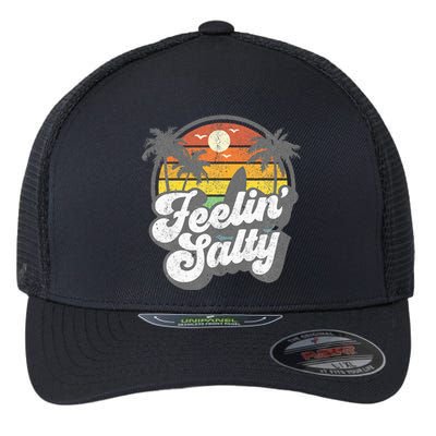 Feeling Salty Island Vacation Surfing Palm Flexfit Unipanel Trucker Cap