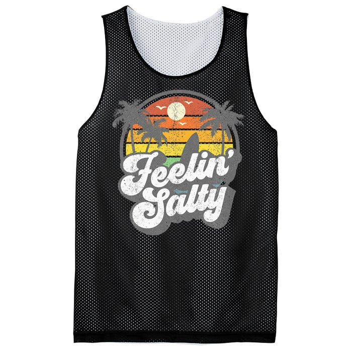 Feeling Salty Island Vacation Surfing Palm Mesh Reversible Basketball Jersey Tank