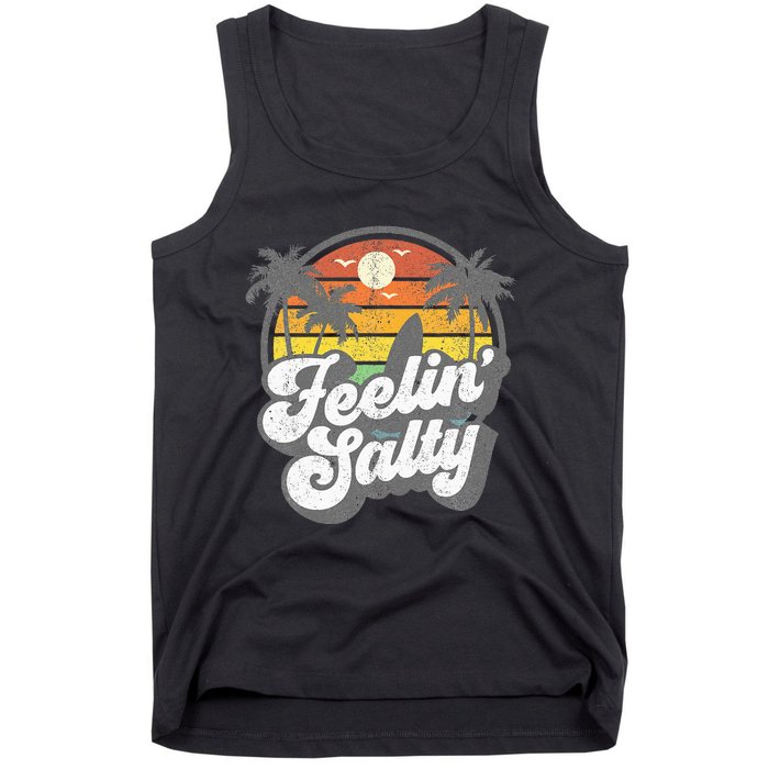 Feeling Salty Island Vacation Surfing Palm Tank Top