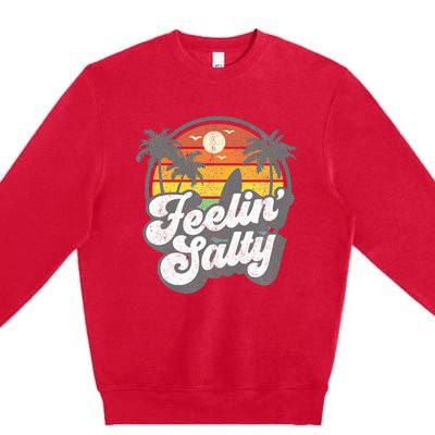 Feeling Salty Island Vacation Surfing Palm Premium Crewneck Sweatshirt