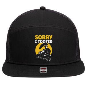 Funny Sorry I Tooted Railroad Train Lover 7 Panel Mesh Trucker Snapback Hat