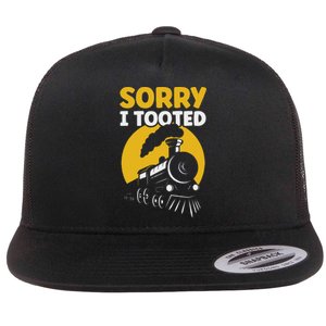 Funny Sorry I Tooted Railroad Train Lover Flat Bill Trucker Hat