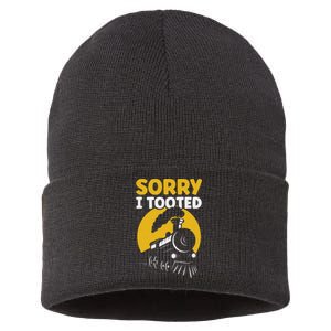 Funny Sorry I Tooted Railroad Train Lover Sustainable Knit Beanie