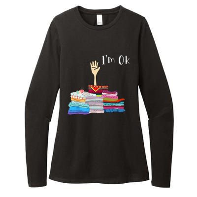 Funny Sewing I'm Ok Hand Sewing Lovers Womens CVC Long Sleeve Shirt