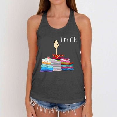 Funny Sewing I'm Ok Hand Sewing Lovers Women's Knotted Racerback Tank