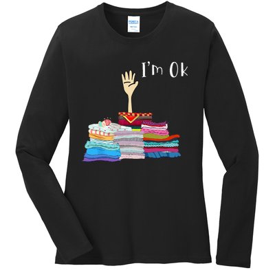 Funny Sewing I'm Ok Hand Sewing Lovers Ladies Long Sleeve Shirt