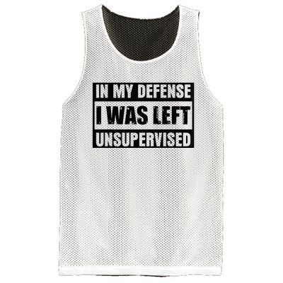 Funny Saying In My Defense I Was Left Unsupervised Mesh Reversible Basketball Jersey Tank