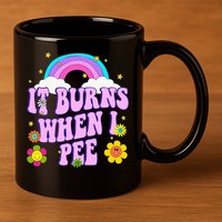 Funny Sarcastic Ironic It Burns When I Pee Inappropriate 11oz C Handle Ceramic Mug
