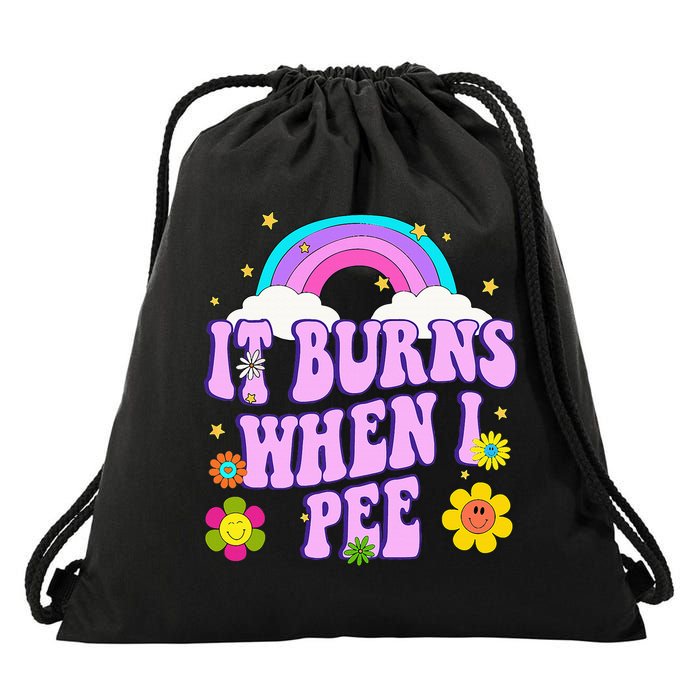 Funny Sarcastic Ironic It Burns When I Pee Inappropriate Drawstring Bag