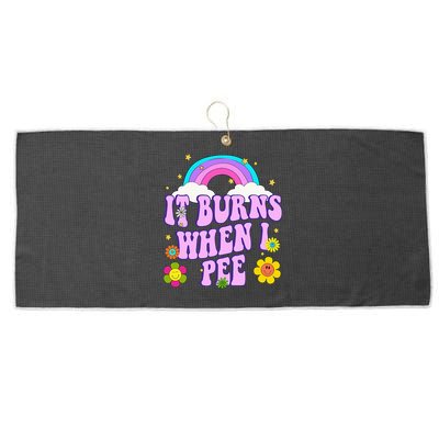 Funny Sarcastic Ironic It Burns When I Pee Inappropriate Large Microfiber Waffle Golf Towel