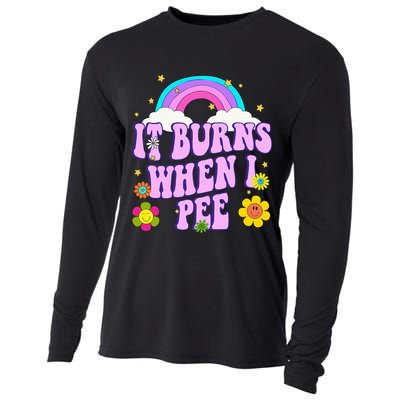 Funny Sarcastic Ironic It Burns When I Pee Inappropriate Cooling Performance Long Sleeve Crew