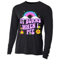Funny Sarcastic Ironic It Burns When I Pee Inappropriate Cooling Performance Long Sleeve Crew