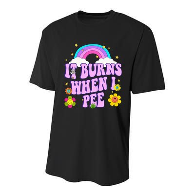 Funny Sarcastic Ironic It Burns When I Pee Inappropriate Youth Performance Sprint T-Shirt
