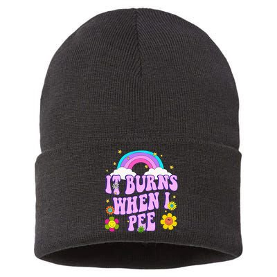 Funny Sarcastic Ironic It Burns When I Pee Inappropriate Sustainable Knit Beanie