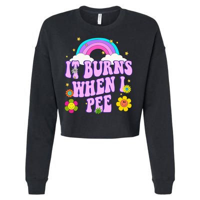Funny Sarcastic Ironic It Burns When I Pee Inappropriate Cropped Pullover Crew