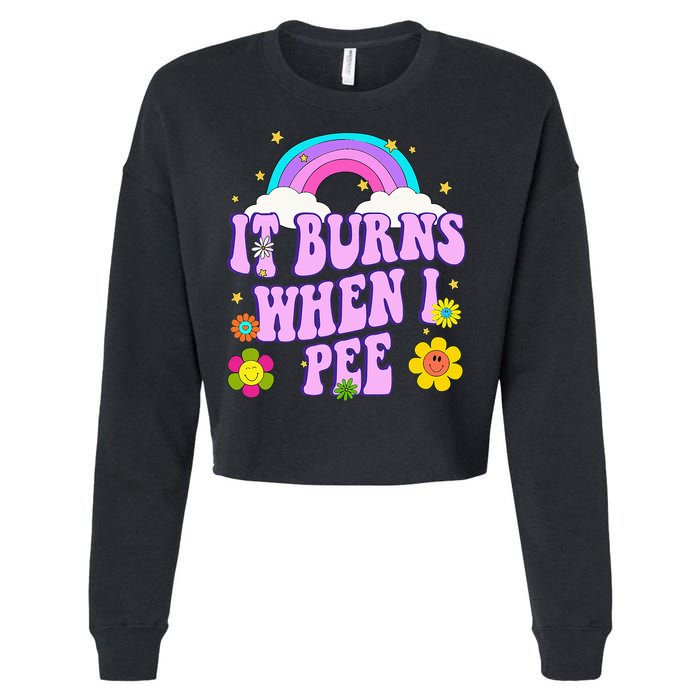 Funny Sarcastic Ironic It Burns When I Pee Inappropriate Cropped Pullover Crew