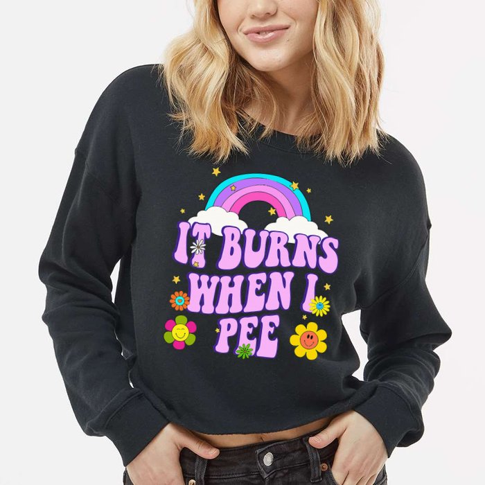Funny Sarcastic Ironic It Burns When I Pee Inappropriate Cropped Pullover Crew