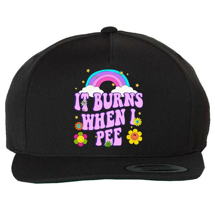 Funny Sarcastic Ironic It Burns When I Pee Inappropriate Wool Snapback Cap