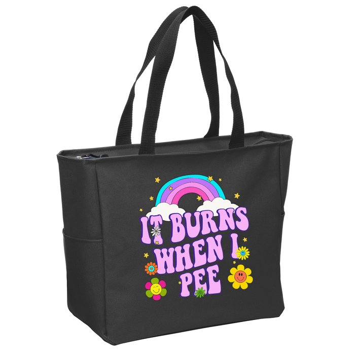 Funny Sarcastic Ironic It Burns When I Pee Inappropriate Zip Tote Bag