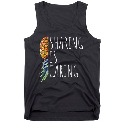 Funny Sharing is Caring Upside Down Pineapple Swinger Tank Top