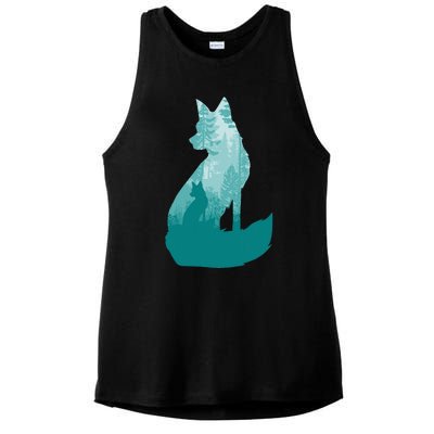 Fox Silhouette In The Forest Animal Hunter Hunting Ladies PosiCharge Tri-Blend Wicking Tank