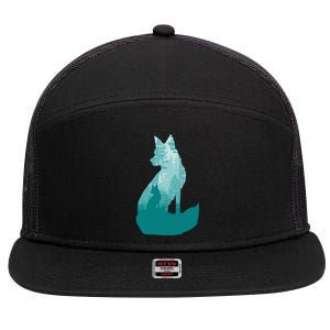 Fox Silhouette In The Forest Animal Hunter Hunting 7 Panel Mesh Trucker Snapback Hat