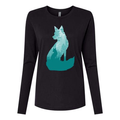 Fox Silhouette In The Forest Animal Hunter Hunting Womens Cotton Relaxed Long Sleeve T-Shirt