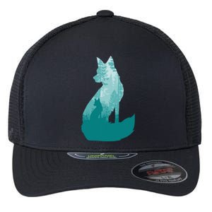 Fox Silhouette In The Forest Animal Hunter Hunting Flexfit Unipanel Trucker Cap