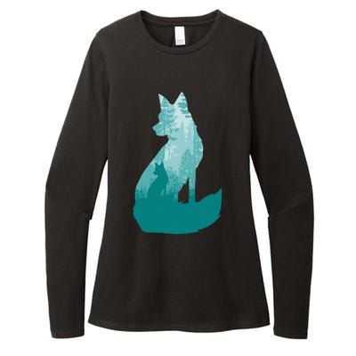 Fox Silhouette In The Forest Animal Hunter Hunting Womens CVC Long Sleeve Shirt