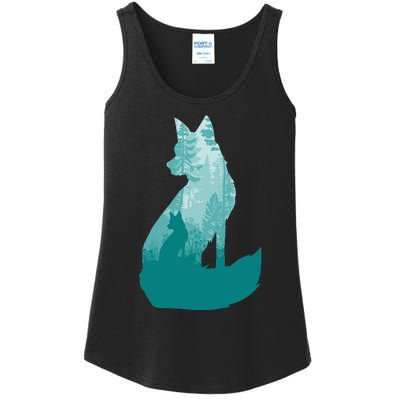 Fox Silhouette In The Forest Animal Hunter Hunting Ladies Essential Tank