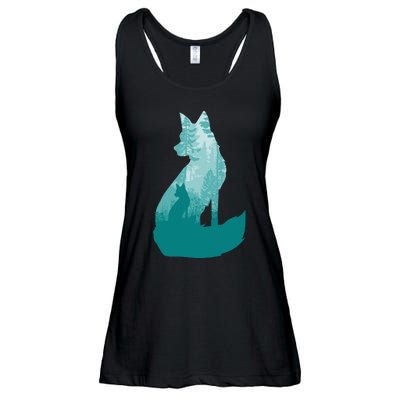 Fox Silhouette In The Forest Animal Hunter Hunting Ladies Essential Flowy Tank