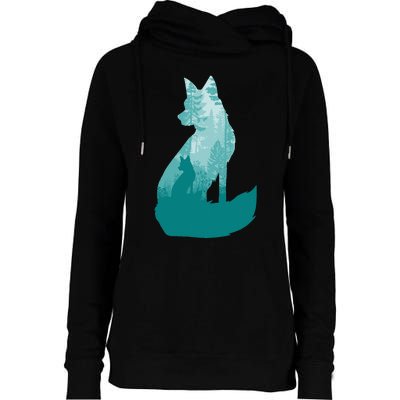 Fox Silhouette In The Forest Animal Hunter Hunting Womens Funnel Neck Pullover Hood