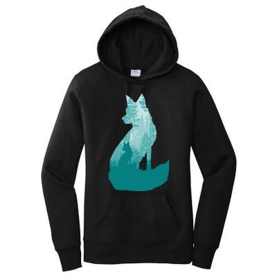 Fox Silhouette In The Forest Animal Hunter Hunting Women's Pullover Hoodie