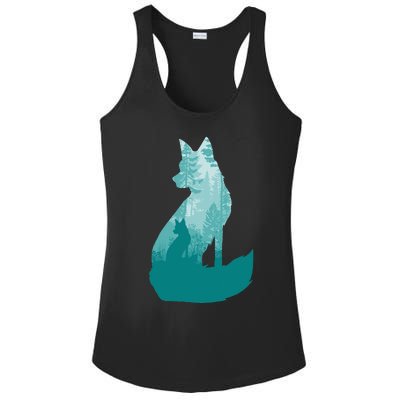 Fox Silhouette In The Forest Animal Hunter Hunting Ladies PosiCharge Competitor Racerback Tank