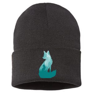 Fox Silhouette In The Forest Animal Hunter Hunting Sustainable Knit Beanie