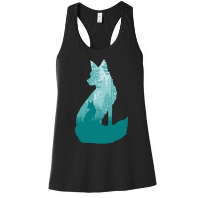 Fox Silhouette In The Forest Animal Hunter Hunting Women's Racerback Tank