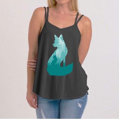 Fox Silhouette In The Forest Animal Hunter Hunting Women's Strappy Tank