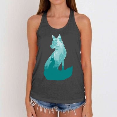 Fox Silhouette In The Forest Animal Hunter Hunting Women's Knotted Racerback Tank