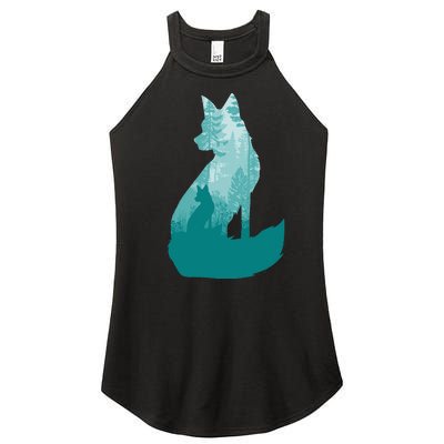 Fox Silhouette In The Forest Animal Hunter Hunting Women’s Perfect Tri Rocker Tank