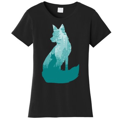 Fox Silhouette In The Forest Animal Hunter Hunting Women's T-Shirt