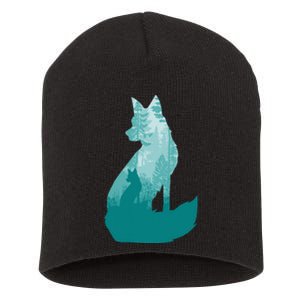 Fox Silhouette In The Forest Animal Hunter Hunting Short Acrylic Beanie