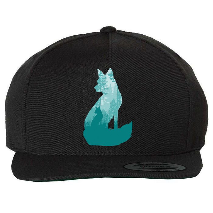 Fox Silhouette In The Forest Animal Hunter Hunting Wool Snapback Cap