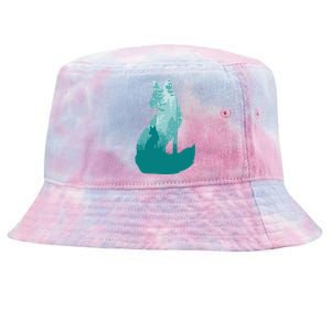 Fox Silhouette In The Forest Animal Hunter Hunting Tie-Dyed Bucket Hat