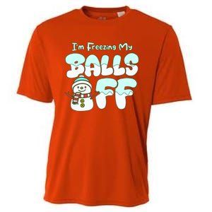 Funny Snowman I Am Freezing My Balls Off Cooling Performance Crew T-Shirt