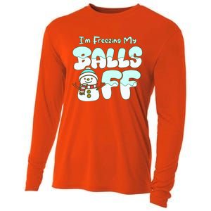 Funny Snowman I Am Freezing My Balls Off Cooling Performance Long Sleeve Crew