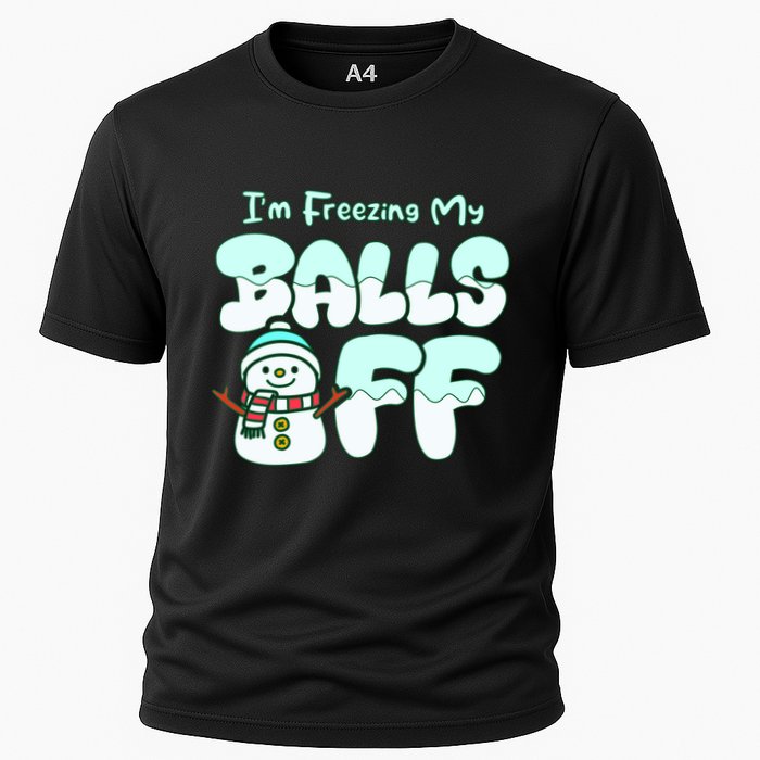 Funny Snowman I Am Freezing My Balls Off Cooling Performance Crew T-Shirt