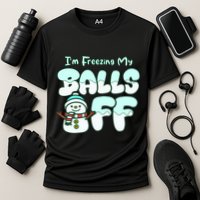 Funny Snowman I Am Freezing My Balls Off Cooling Performance Crew T-Shirt